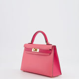 Hermès Mini Kelly II 20cm Bag HSS in Rose Azalee and Rose Mexico Epsom Leather with Permabrass Hardware