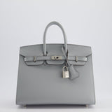 *RARE* Hermès Birkin 25cm Bag Sellier in Bleu Glacier Epsom Leather with Palladium Hardware