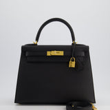 *HOT* Hermès Kelly 28cm Sellier Bag in Black Epsom Leather with Gold Hardware