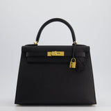 *HOT* Hermès Kelly 28cm Sellier Bag in Black Epsom Leather with Gold Hardware