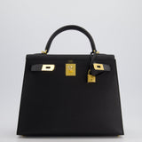 *HOT* Hermès Kelly 28cm Sellier Bag in Black Epsom Leather with Gold Hardware