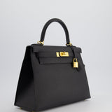 *HOT* Hermès Kelly 28cm Sellier Bag in Black Epsom Leather with Gold Hardware