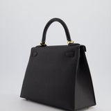 *HOT* Hermès Kelly 28cm Sellier Bag in Black Epsom Leather with Gold Hardware