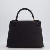 *HOT* Hermès Kelly 28cm Sellier Bag in Black Epsom Leather with Gold Hardware