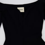 Khaite Black Stretch-Knit Long Sleeve Maxi Dress With Sweetheart Neckline Size XS (UK 6)