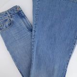 Chanel Blue Flared Jeans with Crystal CC Logo Detail Size FR 34 (UK 6)