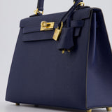 *HOLY GRAIL* Hermès Kelly 25cm Sellier Bag Bleu Navy Epsom Leather with Gold Hardware