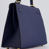 *HOLY GRAIL* Hermès Kelly 25cm Sellier Bag Bleu Navy Epsom Leather with Gold Hardware