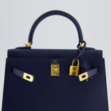 *HOLY GRAIL* Hermès Kelly 25cm Sellier Bag Bleu Navy Epsom Leather with Gold Hardware