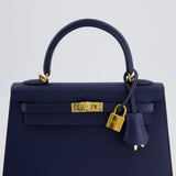 *HOLY GRAIL* Hermès Kelly 25cm Sellier Bag Bleu Navy Epsom Leather with Gold Hardware