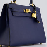 *HOLY GRAIL* Hermès Kelly 25cm Sellier Bag Bleu Navy Epsom Leather with Gold Hardware