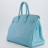 Hermès Birkin 35cm Bag in Bleu Atoll Clemence Leather with Gold Hardware