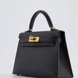 Hermès Mini Kelly Bag II Sellier 20cm in Noir Epsom Leather with Gold Hardware