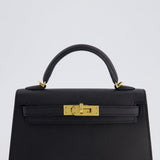 Hermès Mini Kelly Bag II Sellier 20cm in Noir Epsom Leather with Gold Hardware