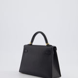 Hermès Mini Kelly Bag II Sellier 20cm in Noir Epsom Leather with Gold Hardware