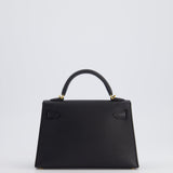 Hermès Mini Kelly Bag II Sellier 20cm in Noir Epsom Leather with Gold Hardware