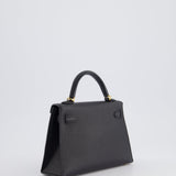 Hermès Mini Kelly Bag II Sellier 20cm in Noir Epsom Leather with Gold Hardware