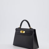 Hermès Mini Kelly Bag II Sellier 20cm in Noir Epsom Leather with Gold Hardware