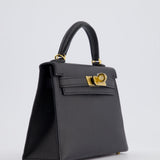 Hermès Mini Kelly Bag II Sellier 20cm in Noir Epsom Leather with Gold Hardware