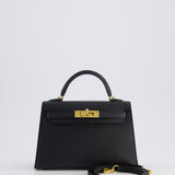 Hermès Mini Kelly Bag II Sellier 20cm in Noir Epsom Leather with Gold Hardware