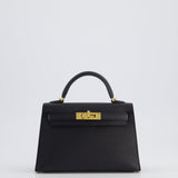 Hermès Mini Kelly Bag II Sellier 20cm in Noir Epsom Leather with Gold Hardware