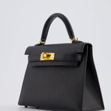 *SUPER RARE* Hermès Mini Kelly Bag II Sellier 20cm in Noir Epsom Leather with Gold & Hardware