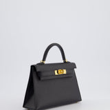 *SUPER RARE* Hermès Mini Kelly Bag II Sellier 20cm in Noir Epsom Leather with Gold & Hardware