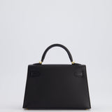 *SUPER RARE* Hermès Mini Kelly Bag II Sellier 20cm in Noir Epsom Leather with Gold & Hardware