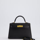 *SUPER RARE* Hermès Mini Kelly Bag II Sellier 20cm in Noir Epsom Leather with Gold & Hardware