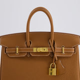 Hermès Birkin 25cm Retourne Bag in Gold Togo Leather with Gold Hardware