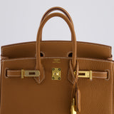 Hermès Birkin 25cm Retourne Bag in Gold Togo Leather with Gold Hardware