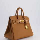 Hermès Birkin 25cm Retourne Bag in Gold Togo Leather with Gold Hardware