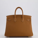 Hermès Birkin 25cm Retourne Bag in Gold Togo Leather with Gold Hardware