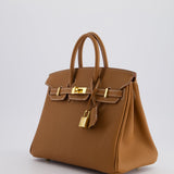 Hermès Birkin 25cm Retourne Bag in Gold Togo Leather with Gold Hardware