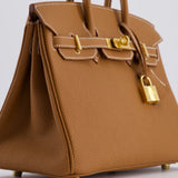 Hermès Birkin 25cm Retourne Bag in Gold Togo Leather with Gold Hardware