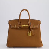 Hermès Birkin 25cm Retourne Bag in Gold Togo Leather with Gold Hardware