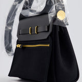 Hermès Herbag Zip 20 Bag in Noir Toile Officier Canvas & Noir Vache Hunter Leather with Gold Hardware