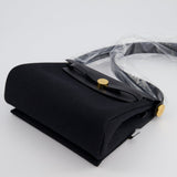 Hermès Herbag Zip 20 Bag in Noir Toile Officier Canvas & Noir Vache Hunter Leather with Gold Hardware