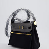 Hermès Herbag Zip 20 Bag in Noir Toile Officier Canvas & Noir Vache Hunter Leather with Gold Hardware