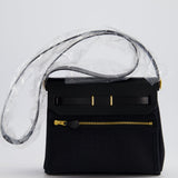 Hermès Herbag Zip 20 Bag in Noir Toile Officier Canvas & Noir Vache Hunter Leather with Gold Hardware