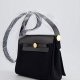 Hermès Herbag Zip 20 Bag in Noir Toile Officier Canvas & Noir Vache Hunter Leather with Gold Hardware