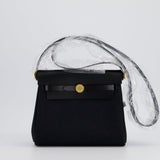 Hermès Herbag Zip 20 Bag in Noir Toile Officier Canvas & Noir Vache Hunter Leather with Gold Hardware