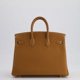 Hermès Birkin 25cm Retourne Bag in Gold Togo Leather with Gold Hardware