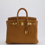 Hermès Birkin 25cm Retourne Bag in Gold Togo Leather with Gold Hardware