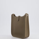 Hermès Mini Evelyne Bag in Etoupe Clemence Leather with Palladium Hardware