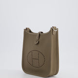 Hermès Mini Evelyne Bag in Etoupe Clemence Leather with Palladium Hardware