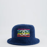 Chanel X Pharrell SS19 Capsule Collection Navy Hat with Crystal Embellished CC Logo Size S