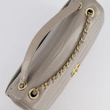 Chanel Light Grey Chevron Miroir Flap Bag in Distressed Calfskin Leather with Champagne Gold Hardware