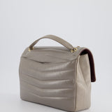 Chanel Light Grey Chevron Miroir Flap Bag in Distressed Calfskin Leather with Champagne Gold Hardware