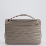 Chanel Light Grey Chevron Miroir Flap Bag in Distressed Calfskin Leather with Champagne Gold Hardware